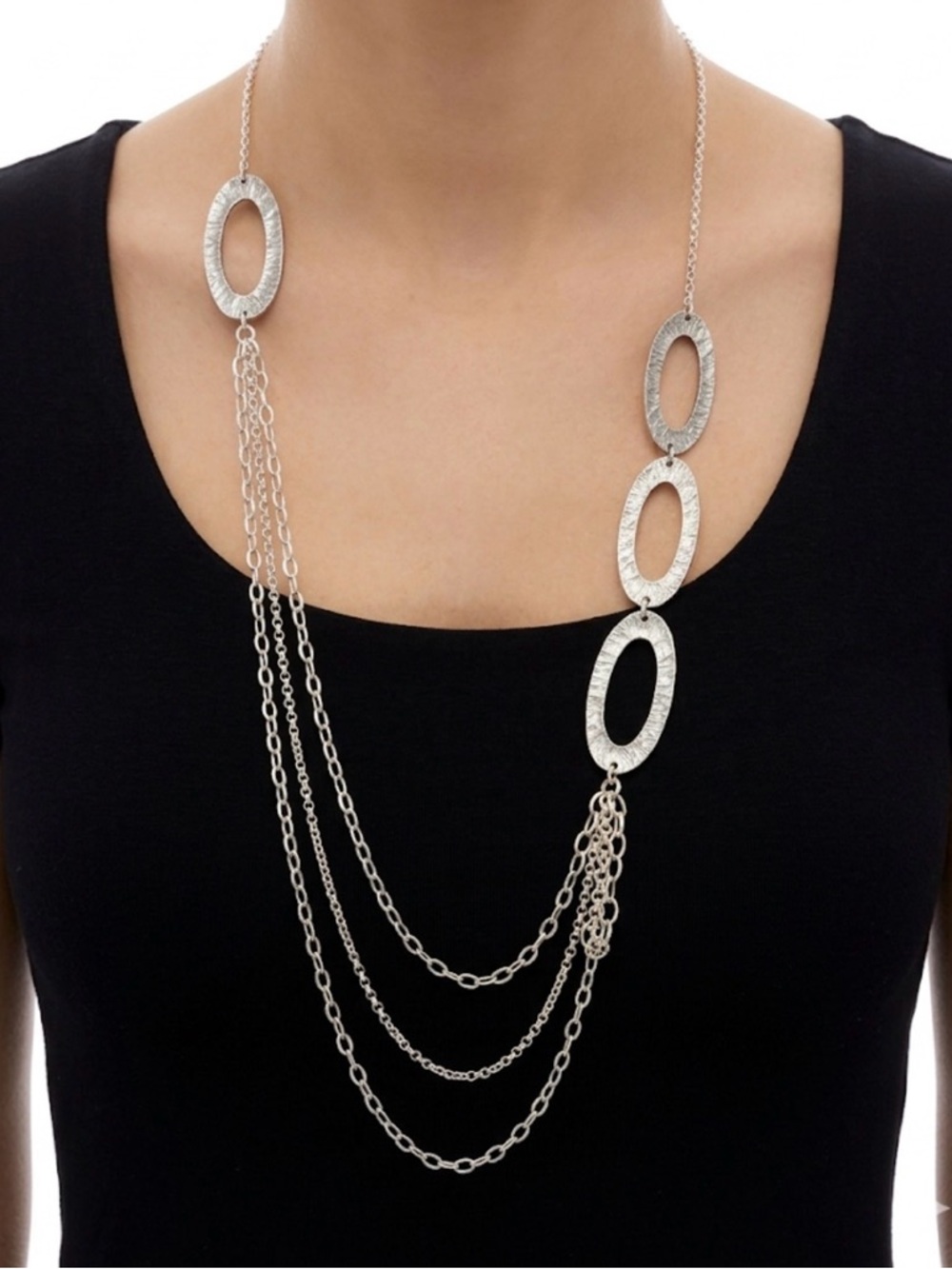 Silpada Retired N1720 Sterling Silver Oval Cascade Statement Necklace